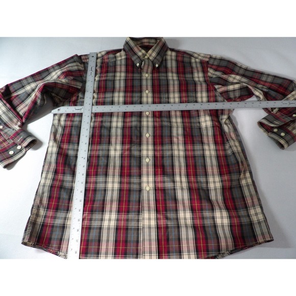 Jos. A Banks Travelers Collections Large Mens Shirt Plaid Oxford DadCore Grandpa - Picture 5 of 10